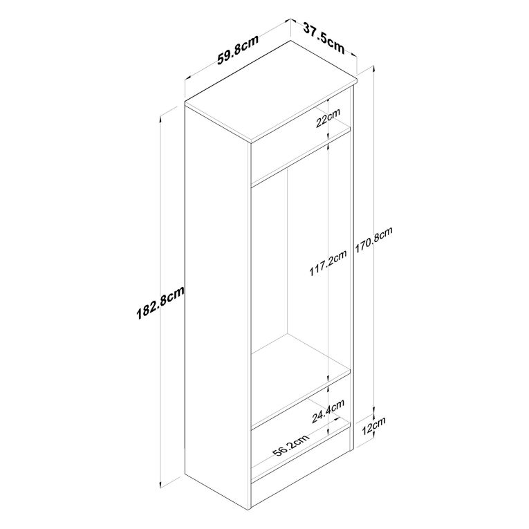 Mobile da Ingresso Bianco Marrone Noce 2 Ripiani Appendiabiti 60x38x183h cm, 2 Ante - Tursi