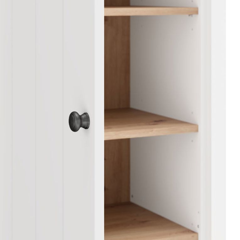 Mobile da Ingresso Bianco Marrone Rovere 4 Ripiani Appendiabiti 60x40x191h cm, Un'anta - Wanaka
