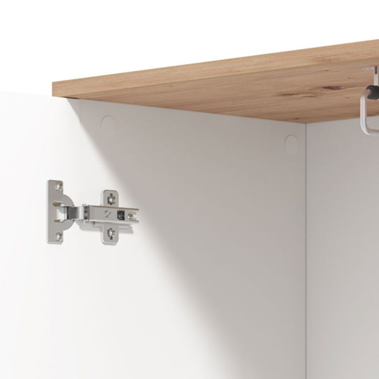 Mobile da Ingresso Bianco Marrone Rovere Nodi Specchio Incluso 4 Ripiani 116x35x197h cm, Appendiabiti - Raroto