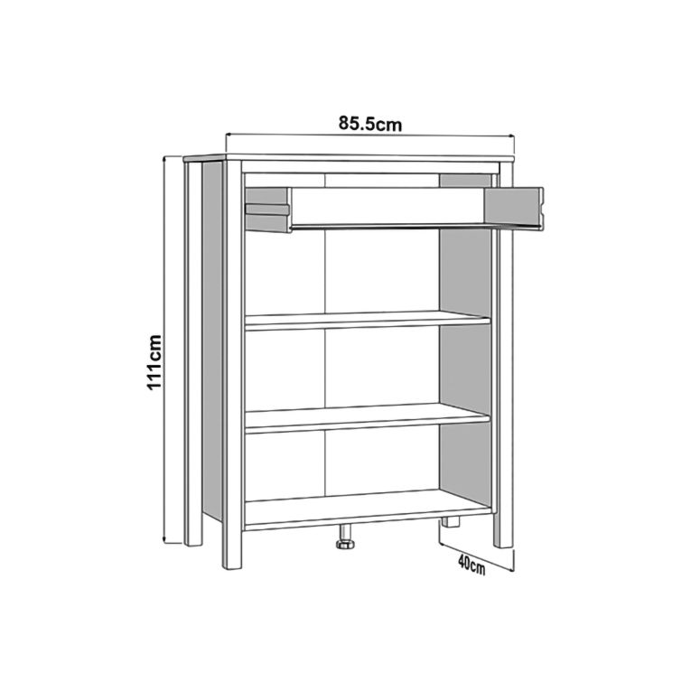 Mobile da Ingresso Bianco Marrone Rovere Nodi un Cassetto 2 Ripiani 86x40x111h cm, 2 Ante - Russel