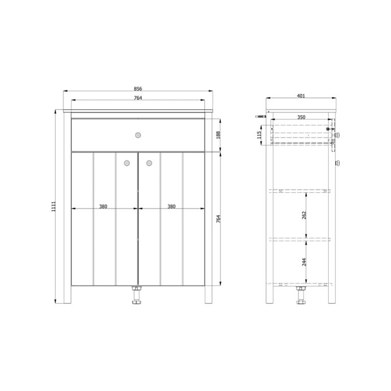 Mobile da Ingresso Bianco Marrone Rovere Nodi un Cassetto 2 Ripiani 86x40x111h cm, 2 Ante - Russel
