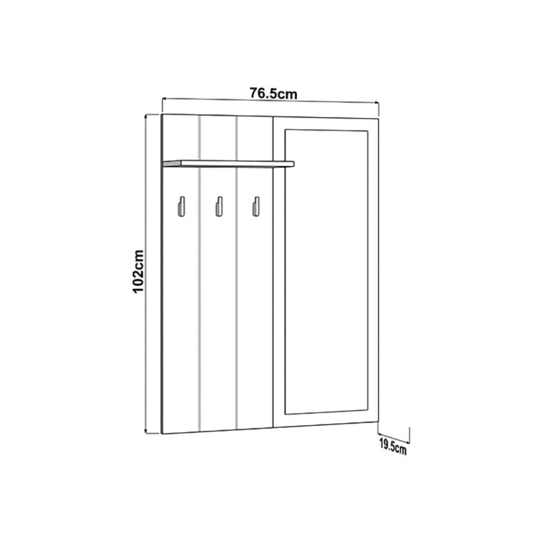 Mobile da Ingresso Bianco Marrone Rovere Specchio Incluso un Ripiano 77x20x102h cm, Appendiabiti - Kaikou