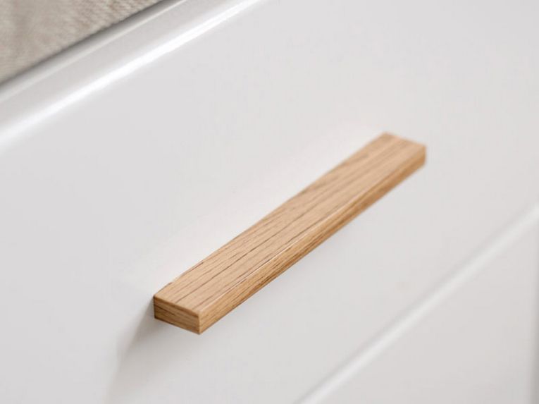Mobile da Ingresso Bianco Opaco Marrone Rovere Nodi Specchio Incluso un Cassetto 141x35x189.5h cm, 6 Ripiani - Longa