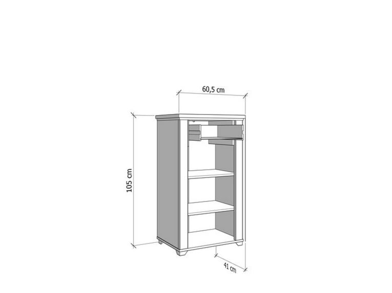 Mobile da Ingresso Bianco Opaco Marrone Rovere un Cassetto 2 Ripiani 60.5x41x105h cm, Un'anta - Rogeno