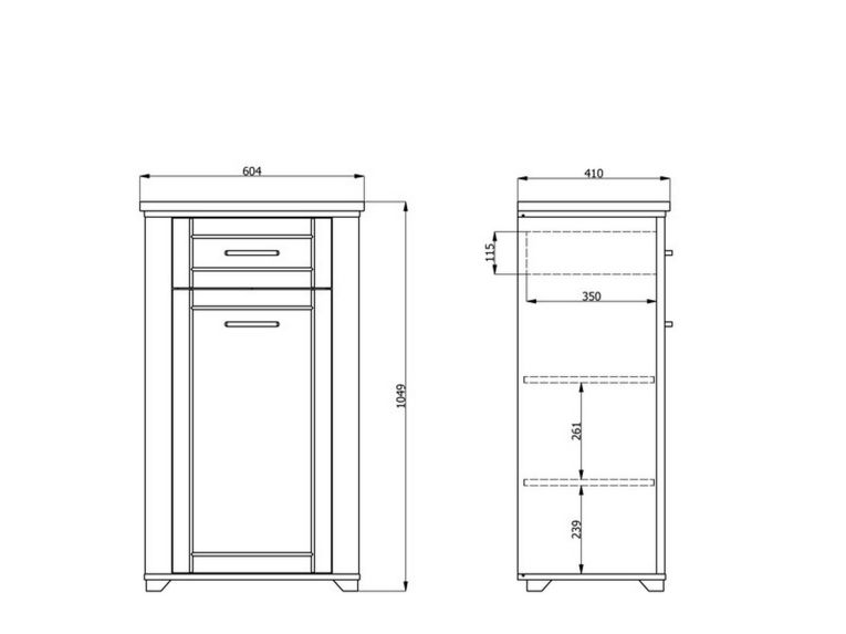 Mobile da Ingresso Bianco Opaco Marrone Rovere un Cassetto 2 Ripiani 60.5x41x105h cm, Un'anta - Rogeno