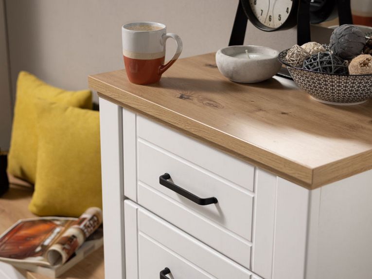 Mobile da Ingresso Bianco Opaco Marrone Rovere un Cassetto 2 Ripiani 60.5x41x105h cm, Un'anta - Rogeno