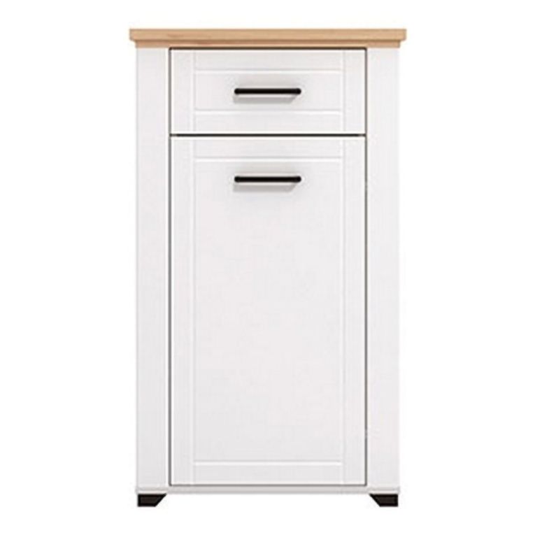 Mobile da Ingresso Bianco Opaco Marrone Rovere un Cassetto 2 Ripiani 60.5x41x105h cm, Un'anta - Rogeno