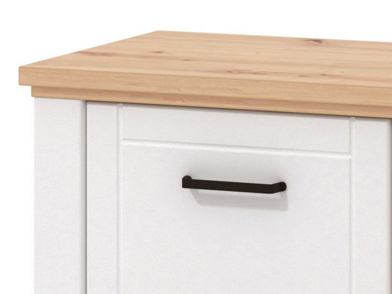 Mobile da Ingresso Bianco Opaco Marrone Rovere un Ripiano 2 Ante 103.5x41x47.5h cm, 2 Vani - Menfi