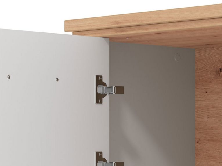 Mobile da Ingresso Bianco Opaco Marrone Rovere un Ripiano 2 Ante 103.5x41x47.5h cm, 2 Vani - Menfi