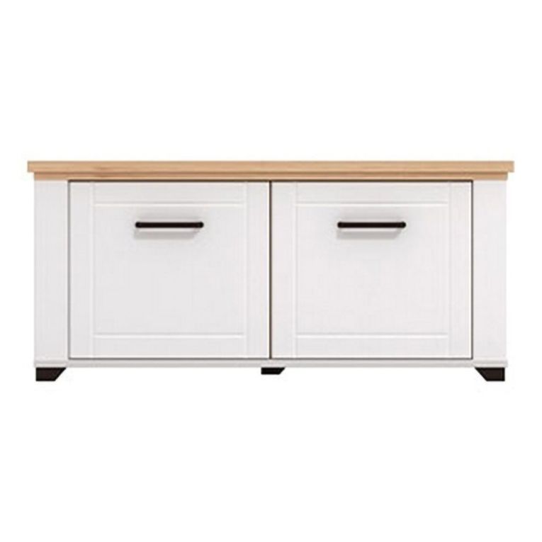 Mobile da Ingresso Bianco Opaco Marrone Rovere un Ripiano 2 Ante 103.5x41x47.5h cm, 2 Vani - Menfi