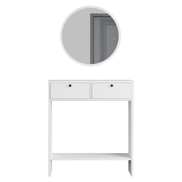 Mobile da Ingresso Bianco Specchio Incluso Modulabile 80x24x90h cm, 2 Ante - Chiarano