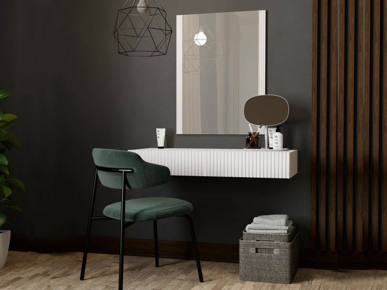 Mobile da Ingresso Bianco Specchio Incluso Paia 80x42x97h cm, un Cassetto - Premolo