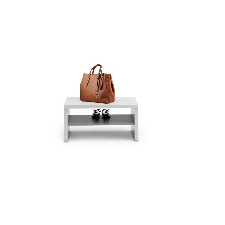 Mobile da ingresso Brazzaville, Entratina appendiabiti, Composizione per atrio, Consolle portaoggetti multifunzione, Made in Italy, 80x40h40 cm, Bianco lucido e Antracite