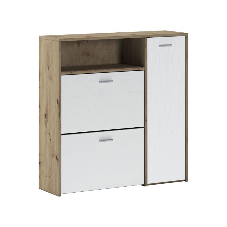 Mobile da ingresso da parete 3 ante rovere e bianco 91x94h cm - Scultore