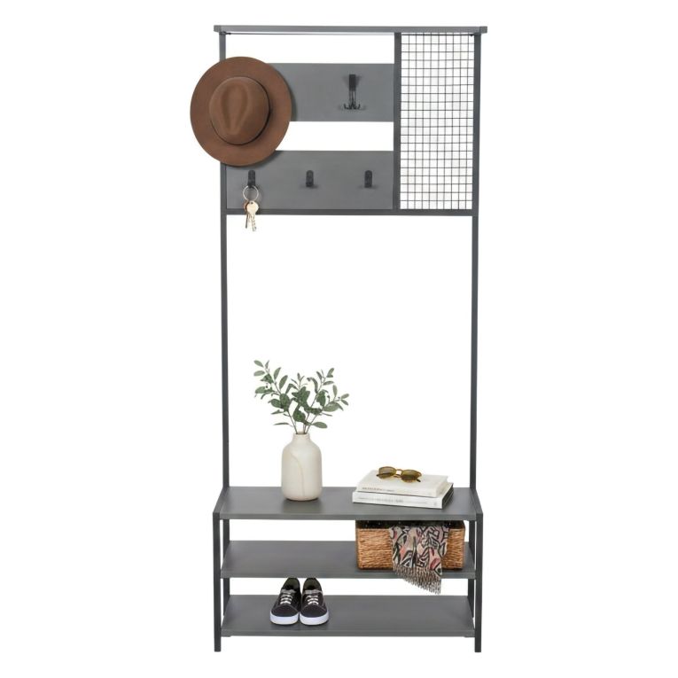 Mobile da ingresso da parete antracite e nero 78x182h cm - Varsavia