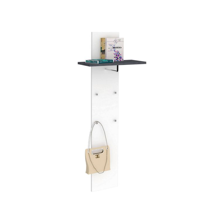 Mobile da ingresso elegante sospeso bianco lucido e ardesia 50x140h cm - Nives