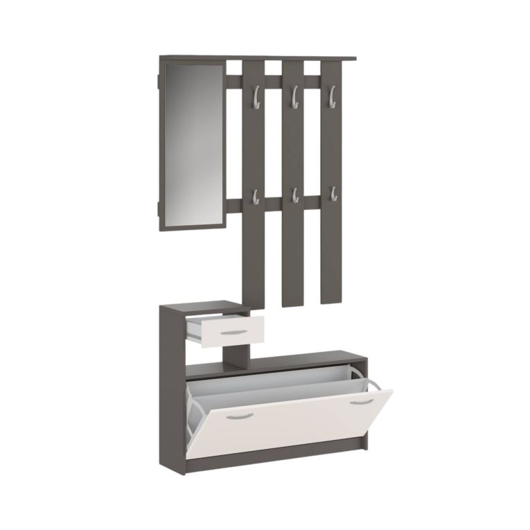 Mobile da ingresso Garolfo, 100x25h180 cm, Beige e Grigio