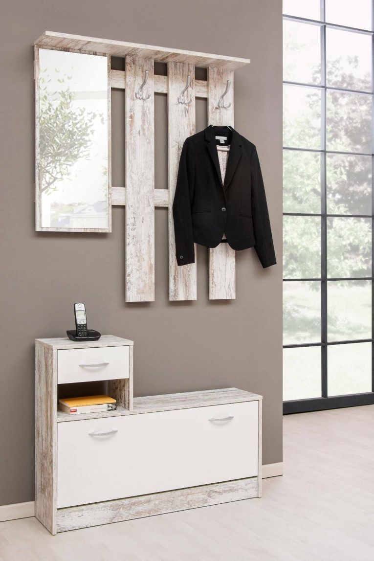 Mobile da ingresso Garolfo, 100x25h180 cm, Bianco e Betulla