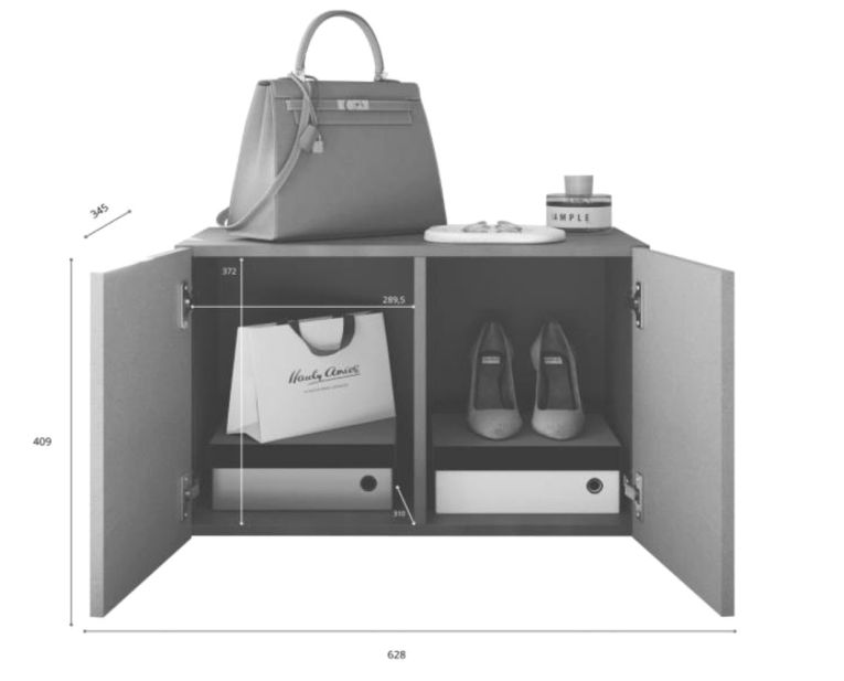 Mobile da Ingresso Grigio 2 Paia con Scarpiera 63x35x41h cm, 2 Ante - Scorrano