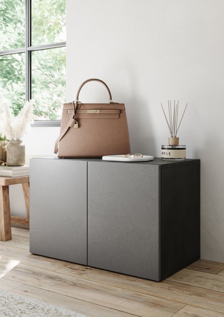 Mobile da Ingresso Grigio 2 Paia con Scarpiera 63x35x41h cm, 2 Ante - Scorrano