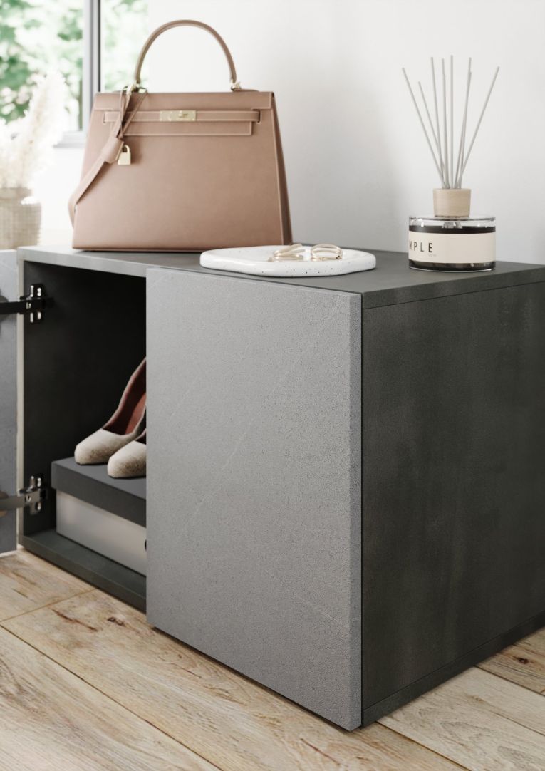 Mobile da Ingresso Grigio 2 Paia con Scarpiera 63x35x41h cm, 2 Ante - Scorrano