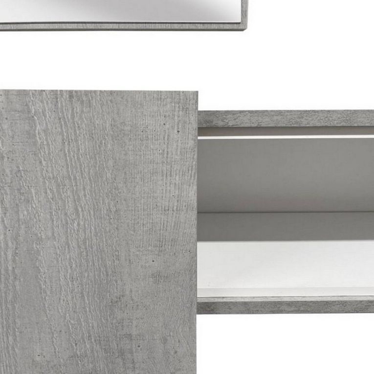 Mobile da Ingresso Grigio Cemento Bianco Specchio Incluso un Ripiano 100x31x75h cm, Appendiabiti - Limbadi
