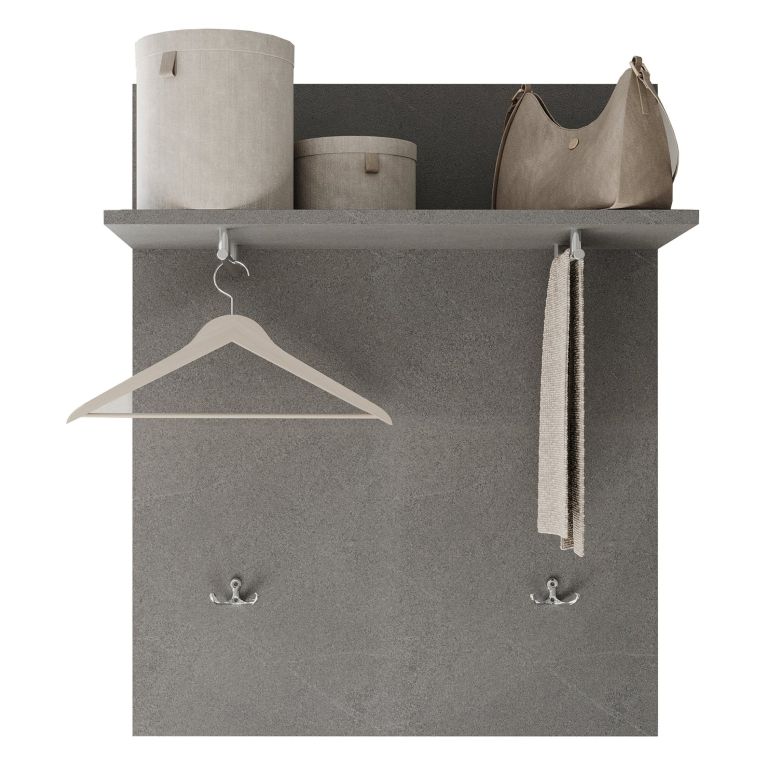 Mobile da Ingresso Grigio Cemento Installazione Sospesa Materiale Struttura in Legno Nobilitato 63x27x78h cm, Sfumatura Colore Struttura Cemento