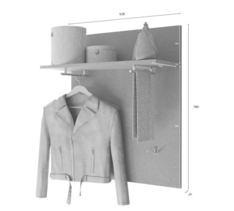 Mobile da Ingresso Grigio Cemento Installazione Sospesa Materiale Struttura in Legno Nobilitato 63x27x78h cm, Sfumatura Colore Struttura Cemento