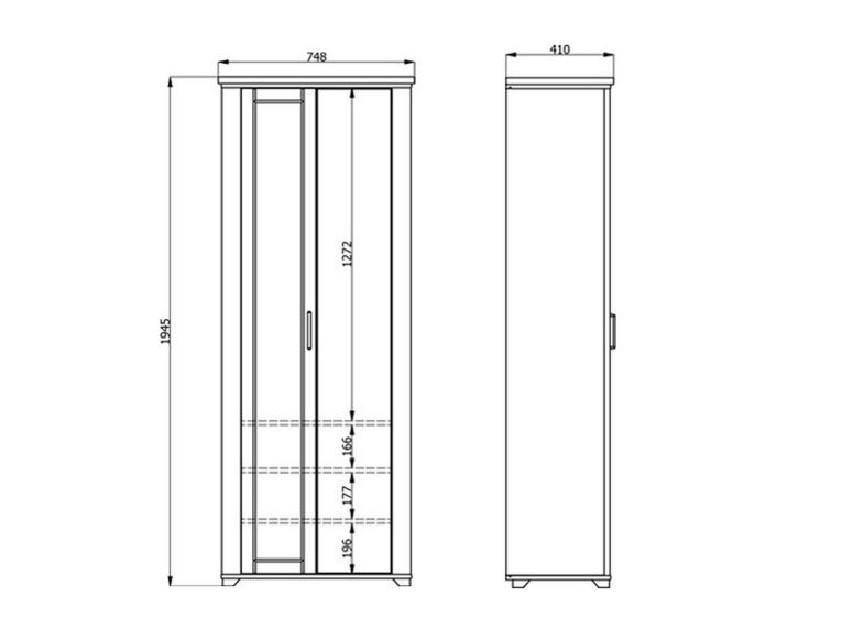 Mobile da Ingresso Grigio Marrone Rovere Nodi Specchio Incluso 3 Ripiani 75x41x194.5h cm, Appendiabiti - Coggiola