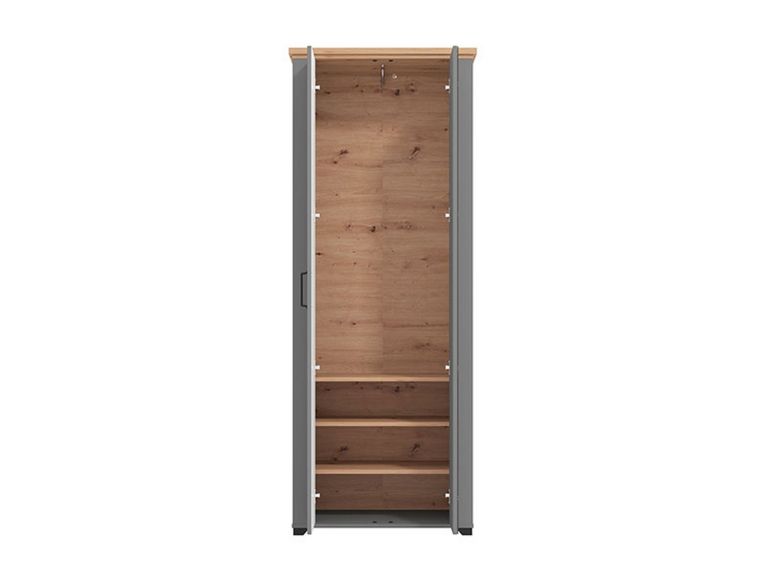 Mobile da Ingresso Grigio Marrone Rovere Nodi Specchio Incluso 3 Ripiani 75x41x194.5h cm, Appendiabiti - Coggiola