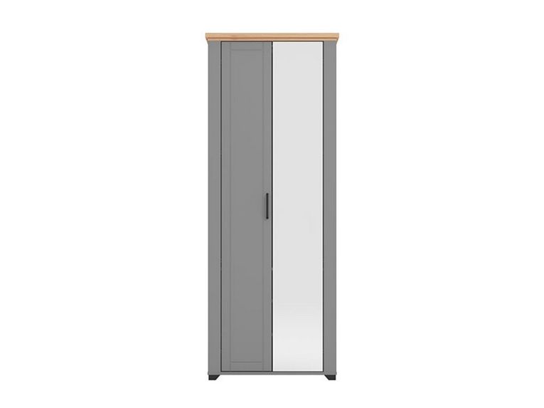 Mobile da Ingresso Grigio Marrone Rovere Nodi Specchio Incluso 3 Ripiani 75x41x194.5h cm, Appendiabiti - Coggiola