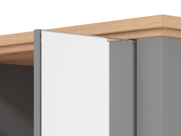 Mobile da Ingresso Grigio Marrone Rovere Nodi Specchio Incluso 3 Ripiani 75x41x194.5h cm, Appendiabiti - Coggiola