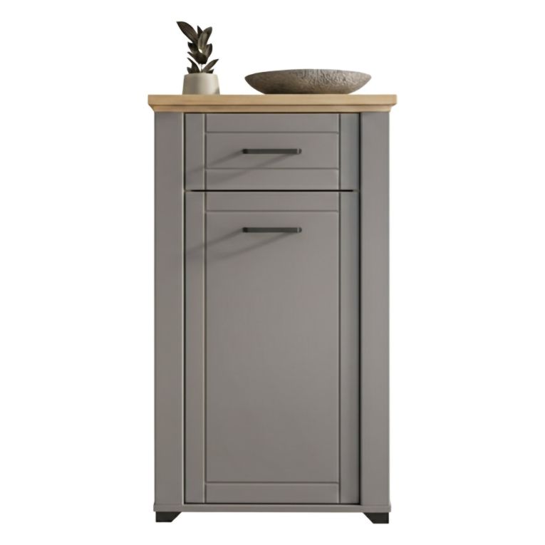 Mobile da Ingresso Grigio Marrone Rovere un Cassetto 2 Ripiani 60.5x41x105h cm, Un'anta - Rogeno