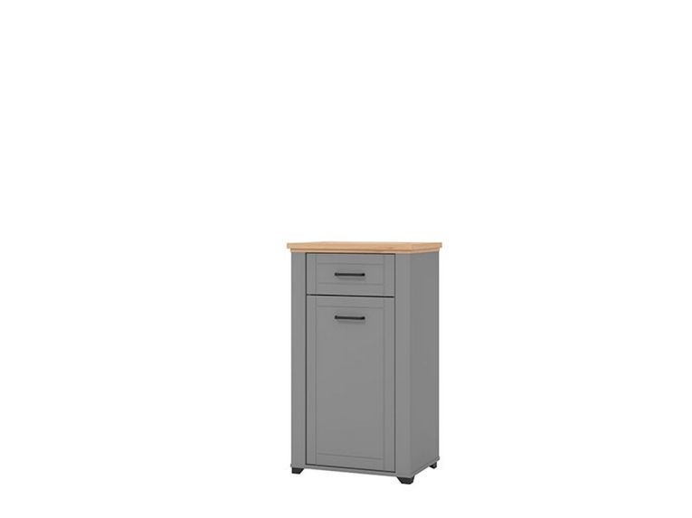 Mobile da Ingresso Grigio Marrone Rovere un Cassetto 2 Ripiani 60.5x41x105h cm, Un'anta - Rogeno