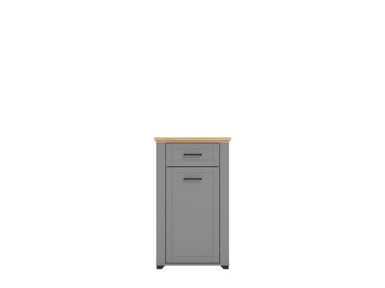 Mobile da Ingresso Grigio Marrone Rovere un Cassetto 2 Ripiani 60.5x41x105h cm, Un'anta - Rogeno