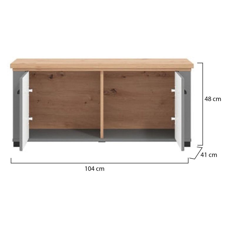 Mobile da Ingresso Grigio Marrone Rovere un Ripiano 2 Ante 103.5x41x47.5h cm, 2 Vani - Menfi