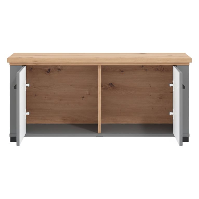 Mobile da Ingresso Grigio Marrone Rovere un Ripiano 2 Ante 103.5x41x47.5h cm, 2 Vani - Menfi