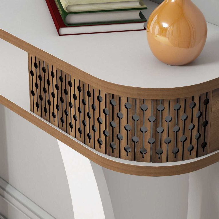 Mobile da Ingresso Marrone Noce Bianco Specchio Incluso 2 Ripiani 105x30x85h cm, Modulabile - Gazzuolo