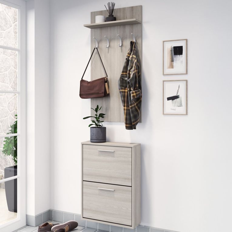 Mobile da Ingresso Marrone Olmo Appendiabiti Apertura a Ribalta 54x28x181h cm, 2 Ante - Sestola