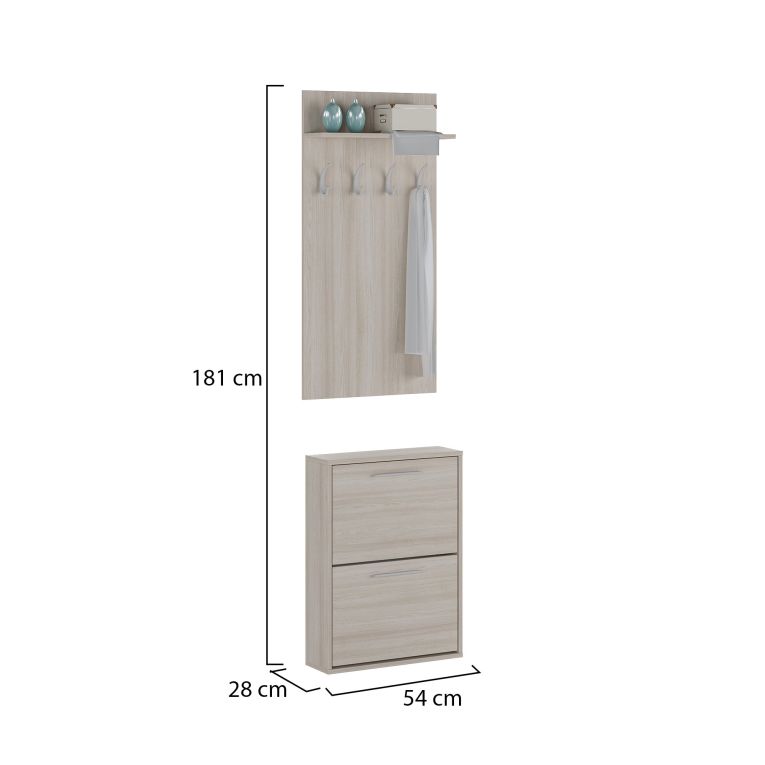 Mobile da Ingresso Marrone Olmo Appendiabiti Apertura a Ribalta 54x28x181h cm, 2 Ante - Sestola