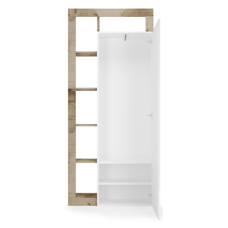 Mobile da Ingresso Marrone Pero Trasparente Specchio Incluso Appendiabiti 90.5x30x210h cm, 6 Paia - Gonzaga