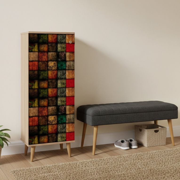 Mobile da Ingresso Marrone Quercia Nero Antracite 16 Paia Cassetti 50x38x135h cm, 7 Ripiani - Podgorica
