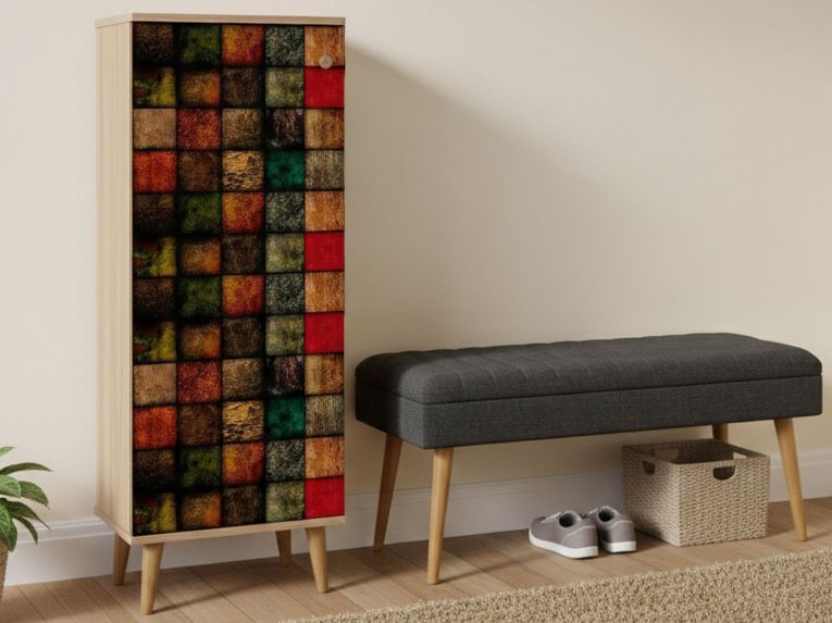 Mobile da Ingresso Marrone Quercia Nero Antracite 16 Paia Cassetti 50x38x135h cm, 7 Ripiani - Podgorica