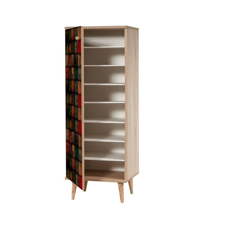 Mobile da Ingresso Marrone Quercia Verde 16 Paia Cassetti 50x38x135h cm, 7 Ripiani - Podgorica