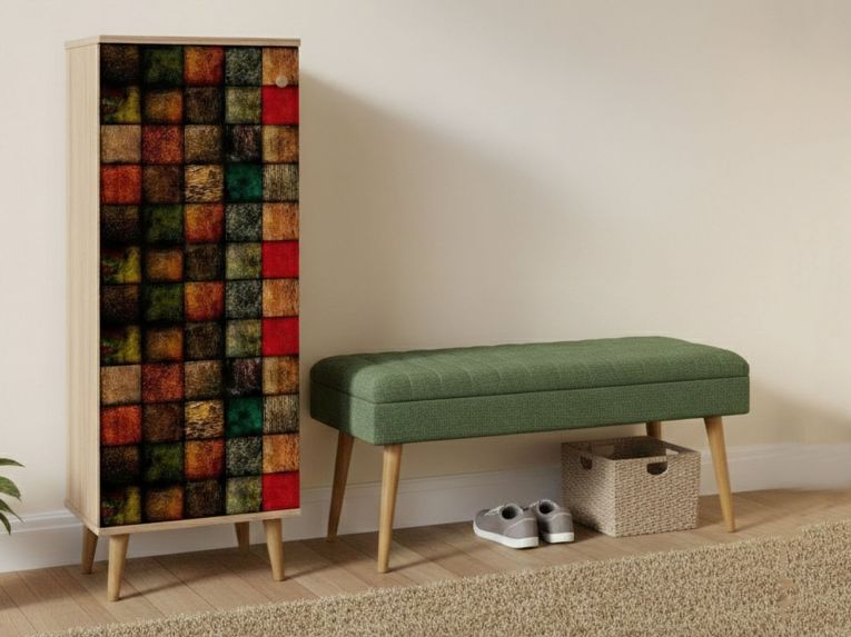Mobile da Ingresso Marrone Quercia Verde 16 Paia Cassetti 50x38x135h cm, 7 Ripiani - Podgorica