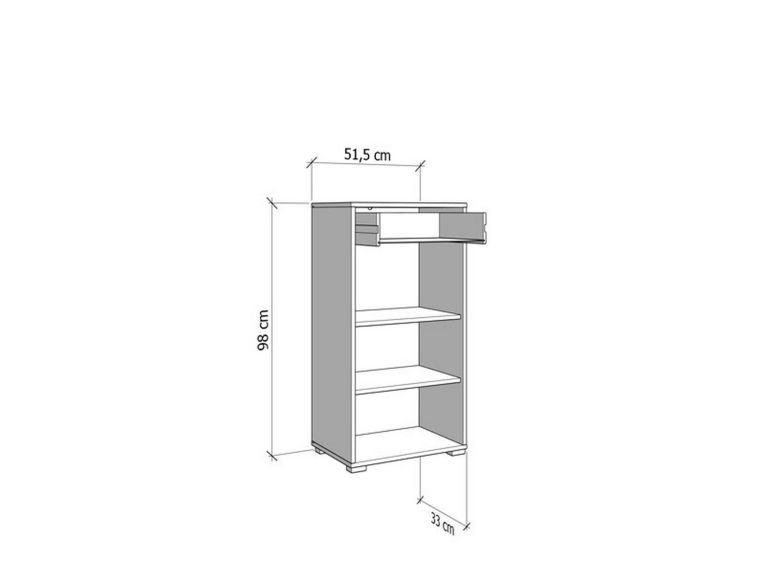Mobile da Ingresso Marrone Rovere Chiaro Nero un Cassetto 2 Ripiani 51.5x35x98h cm, Un'anta - Trevi