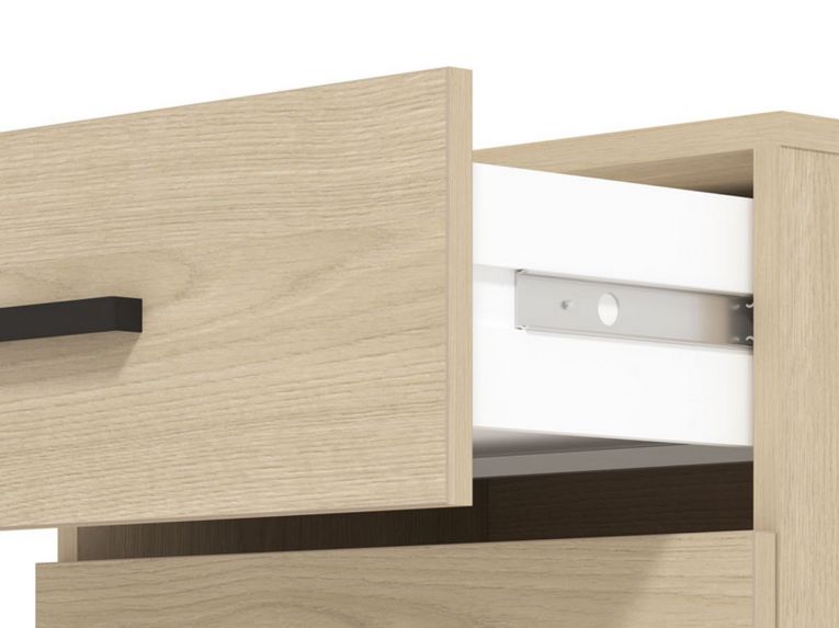 Mobile da Ingresso Marrone Rovere Chiaro Nero un Cassetto 2 Ripiani 51.5x35x98h cm, Un'anta - Trevi