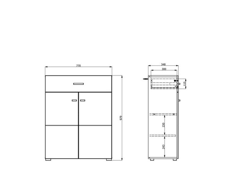 Mobile da Ingresso Marrone Rovere Chiaro Nero un Cassetto 2 Ripiani 77x35x98h cm, 2 Ante - Torrice