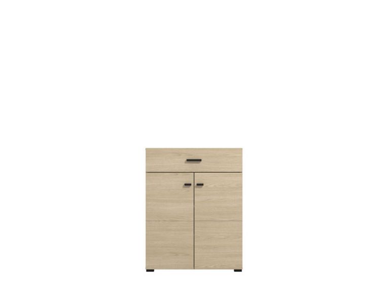 Mobile da Ingresso Marrone Rovere Chiaro Nero un Cassetto 2 Ripiani 77x35x98h cm, 2 Ante - Torrice