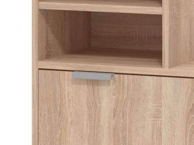 Mobile da Ingresso Marrone Rovere Grigio Specchio Incluso 4 Ripiani 100x29x191.5h cm, Appendiabiti - Tonengo